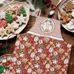 Tablier Retro Santa Traîneau Noël Biscuits de Noël Grand-m