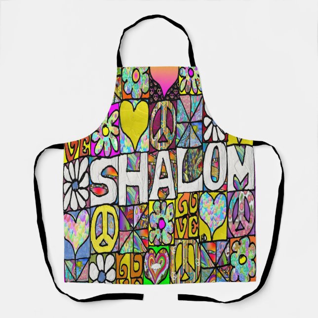 Tablier Rétro Shalom LOVE psychédélique des années 60  (Recto)