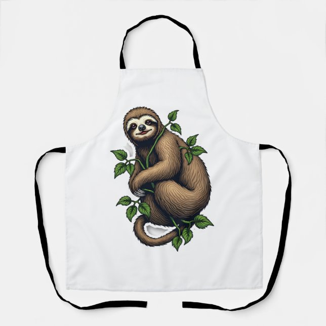 Tablier Retro Sloth Line Art Vintage Tee (4) (Recto)