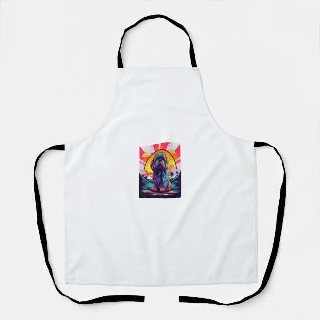 Tablier Retro Sunset Lhasa Apso Dog (Recto)