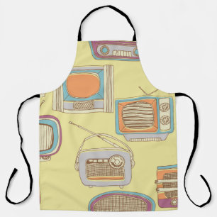 Tablier retro tv and radio. seamless pattern