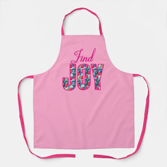 Tablier Retrouvez JOY Word Art en rose Fuchsia et vert Tur (Recto)