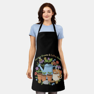 Tablier Rêves de jardin et grains de café Cottagecore avec