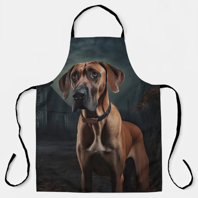 Tablier Rhodesian Ridgeback Halloween effrayant (Recto)