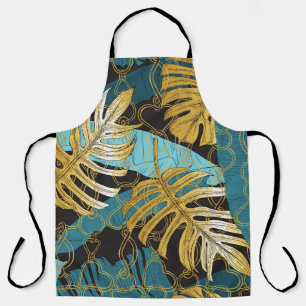Tablier Rideau de chaîne d'or, feuilles tropicaux.