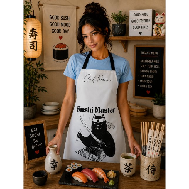 Tablier Riz et brillant, chat sushi (Créateur téléchargé)