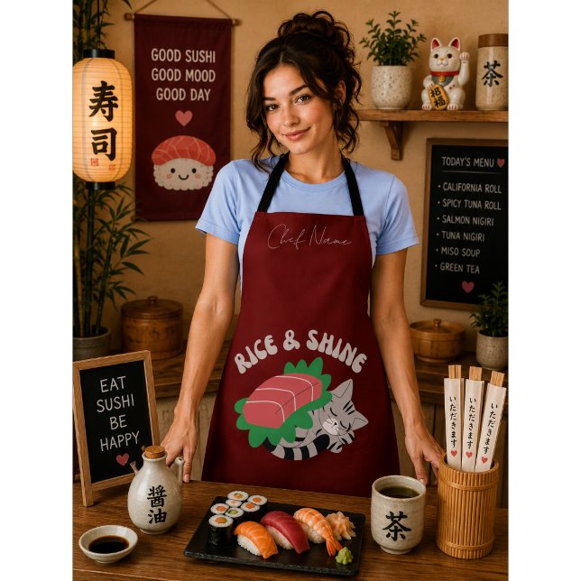 Tablier Riz et brillant, chat sushi (Créateur téléchargé)