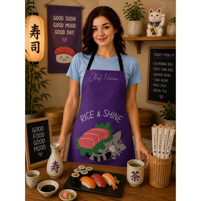 Tablier Riz et brillant, chat sushi (Créateur téléchargé)