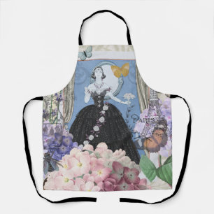 Tablier Robe élégante bleue pour femme, florale et fantais