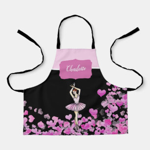Tablier Robe rose Ballerina Coeurs roses sur Noir
