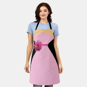 Tablier Robe rose élégante avec fleur rose drôle