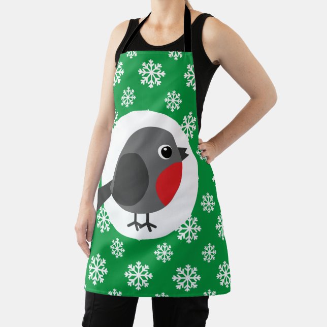 Tablier Robin de dessin mignon avec les flocons de neige (Insitu)