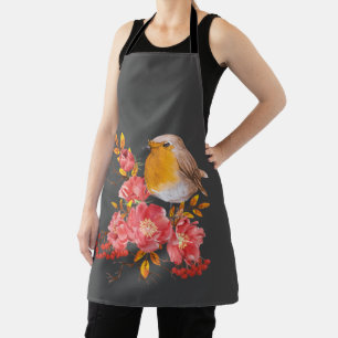 Tablier Robin jaune et pavot rouge