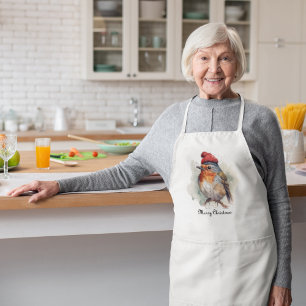 Tablier Robin rouge de Noël, personnalisable