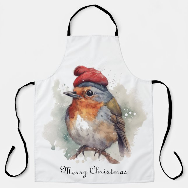 Tablier Robin Winter Delight, personnalisé (Recto)