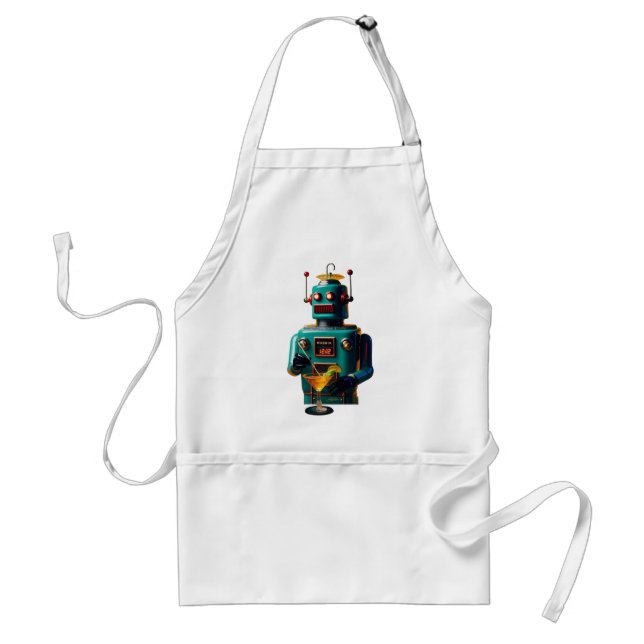 Tablier Robot Rétro Futuriste ROBIA 12J2 Mixologue (Devant)