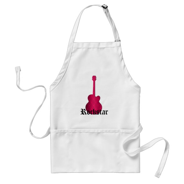 Tablier Rockstar Damask Guitar Apron, Magenta (Devant)