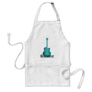 Tablier Rockstar Damask Guitar Apron, Turquoise