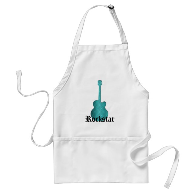 Tablier Rockstar Damask Guitar Apron, Turquoise (Devant)