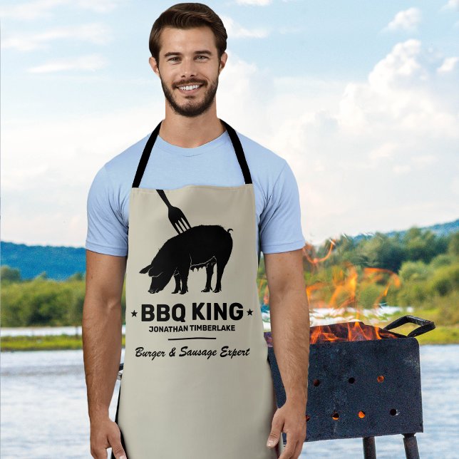 Tablier Roi BBQ Votre Nom Boucher Cuisine (Créateur téléchargé)
