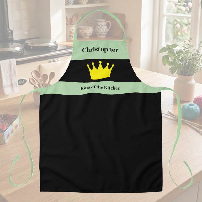 Tablier Roi de la cuisine nom couronne verte (Créateur téléchargé)