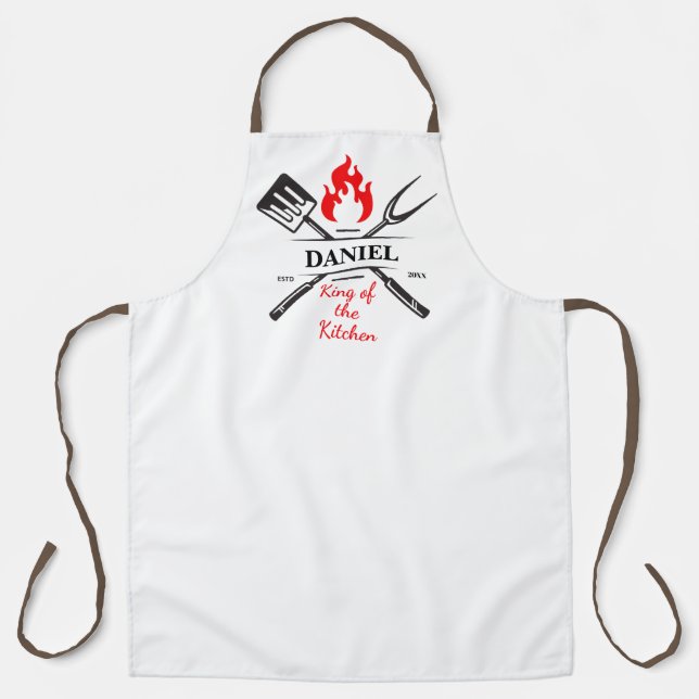 Tablier Roi de la cuisine Nom et année personnalisables (Recto)
