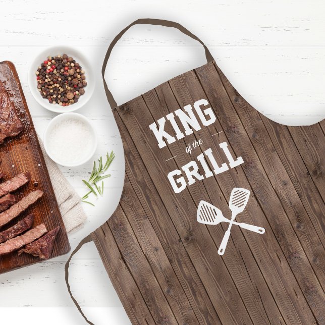Tablier Roi du Grill Drôle de Grange Bois Grillade (Créateur téléchargé)