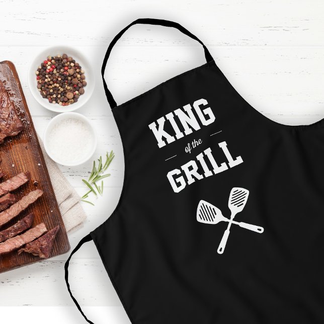 Tablier Roi du Grill Drôle de Noir et Blanc Grillades (Créateur téléchargé)