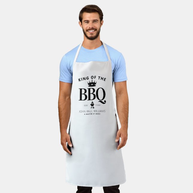 Tablier Roi moderne du barbecue Couronne Foodie Papa Homme (Porté)