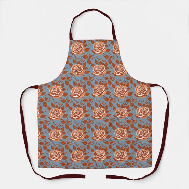 Tablier Rose aux tons chauds d'orange et de rouille (Recto)