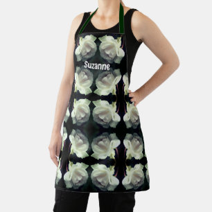Tablier Rose blanche avec Motif Raindrops Personnalisé