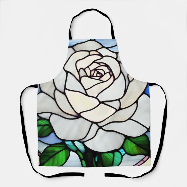 Tablier Rose Blanche Vitrail (Recto)
