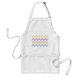 Tablier rose, bleu, bandes zigzag de couleur pastel jaune