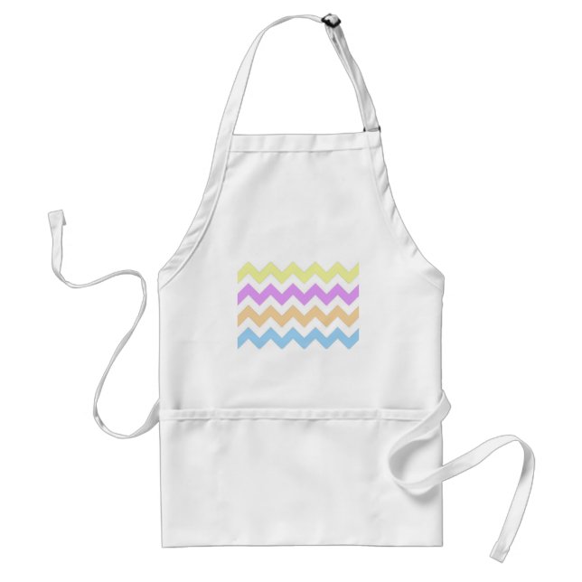 Tablier rose, bleu, jaune pastel couleur zigzag bandes (Devant)