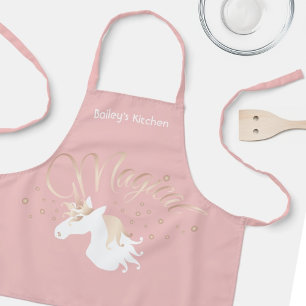Tablier Rose clair rose blanc magique Unicorn fille enfant