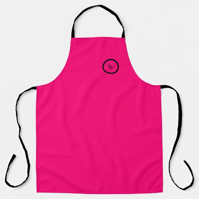 Tablier Rose couleur unie néon monogramme moderne tendance (Recto)