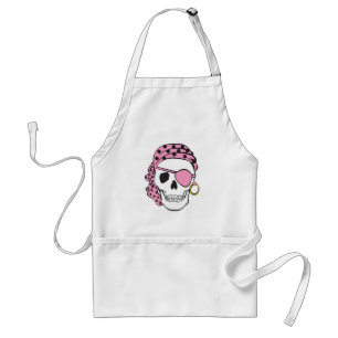 Tablier rose de crâne de pirate