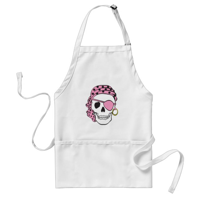 Tablier rose de crâne de pirate (Devant)