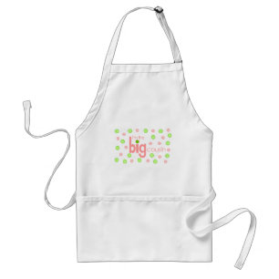 Tablier Rose de Polkadot et grand T-shirt vert de cousin