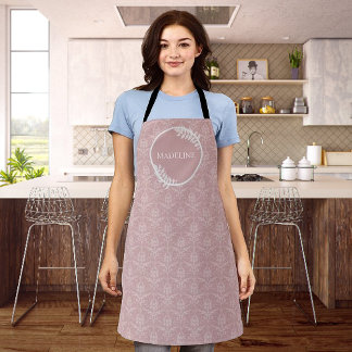 Tablier rose Elegant Damask personnalisé