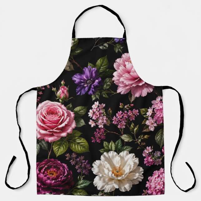 Tablier Rose en velours noir (Recto)