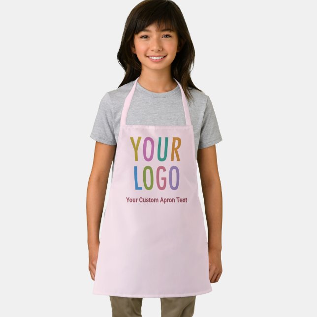 Tablier rose enfant avec logo de l'école et texte  (Insitu)