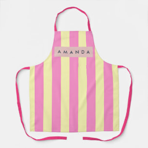 Tablier Rose et Jaune Pastel Douce Personnalisée Rayée