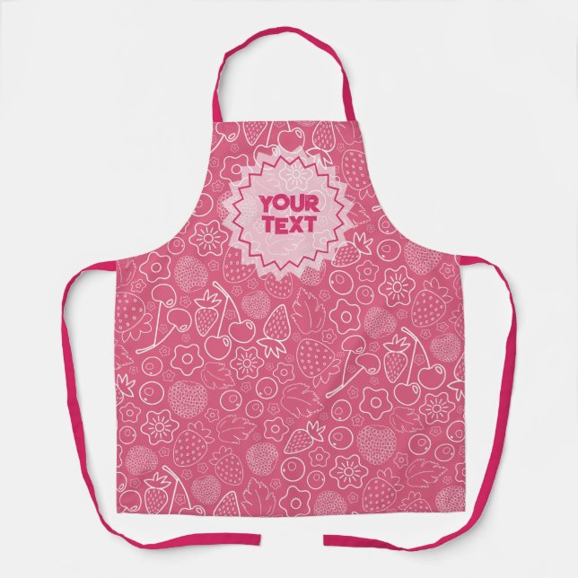 Tablier Rose fille moderne framboise fraise cerise. (Recto)