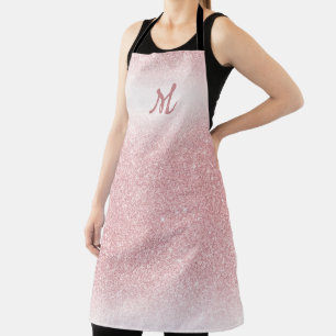 Tablier Rose fille Parties scintillant or Ombre Monogramme