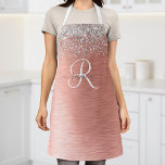 Tablier Rose Gold brossé Parties scintillant métallique No<br><div class="desc">Personnalisez facilement ce design tendance et chic tabliers avec une jolie parties scintillant brillante en argent sur un arrière - plan métallique brossé en or rose.</div>