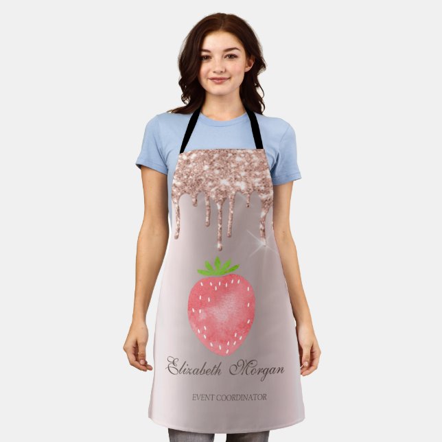Tablier Rose Gold Drips Fraise  (Porté)
