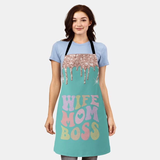 Tablier Rose Gold Drives Femme maman Boss Mint Green (Porté)