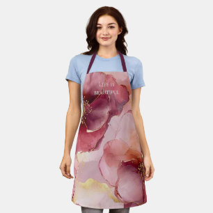 Tablier Rose Gold Floral Burgundy Rose Pâle