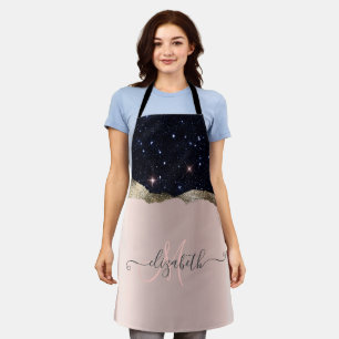 Tablier Rose Gold Monogramme Pailleté Noir Moderne